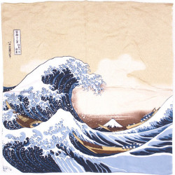 furoshiki beige japonais NAMIFUJI- Hokusai La Grande Vague de Kanagawa