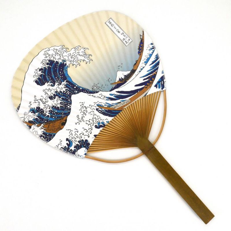 abanico japonés no plegable, uchiwa, Hokusai, NAMIFUJI