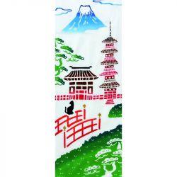 Serviette en tissu japonais, WAFUKA, Mt.Fuji et pagode