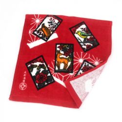 Japanese cotton hand towel, HANAFUDA, the flower game