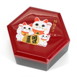Caja de almacenamiento de resina roja con motivo gato de la suerte - MANEKINEKO - 11,5x13x6cm