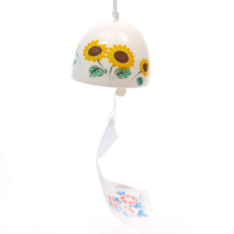 Campana del vento in ceramica con motivo girasole - HIMAWARI - 4.3cm