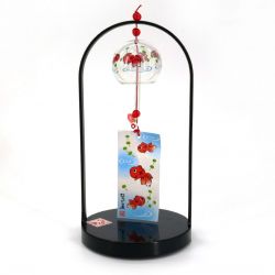 Fûrin wind bell to stand with goldfish motif in glass, KINGYO, 5 cm