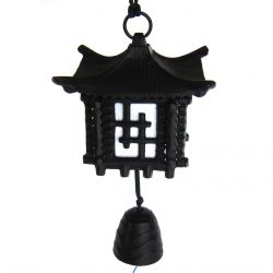 Campana de viento japonesa de hierro fundido, de Japón, AZEKURA, negra, pequeña