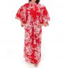 kimono giapponese yukata in cotone bianco, UME, fiori di pruno