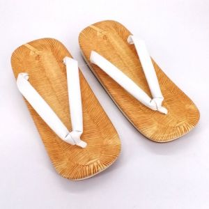 Par de sandalias japonesas zori de goma antideslizante, SHIRO, blanco