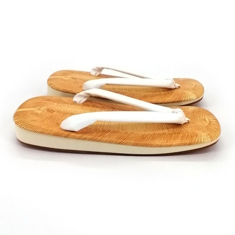 Par de sandalias japonesas zori de goma antideslizante, SHIRO, blanco