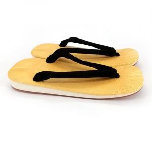 Paar japanische Zori-Sandalen aus rutschfestem Gummi, KURO, schwarz