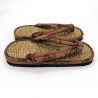Par de sandalias japonesas zori en seagrass, FUJIN RAIJIN, Castaño