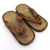 Par de sandalias japonesas zori en seagrass, FUJIN RAIJIN, Castaño