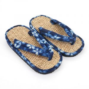 Par de sandalias japonesas zori seagrass, SAKURA 63BL, azul