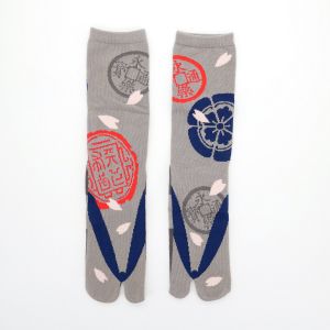 chaussettes japonaises tabi en coton, ODANOBUNAGA, gris