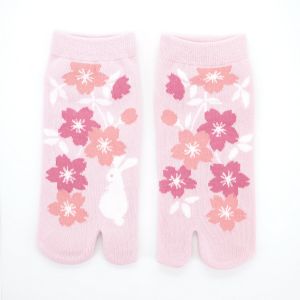 chaussettes japonaises tabi en coton, EDAZAKURA, rose
