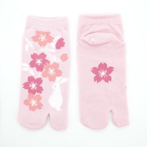 chaussettes japonaises tabi en coton, EDAZAKURA, rose