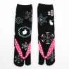 calcetines tabi japoneses de algodón, ZORI-YUKIWAUSAGI, negro