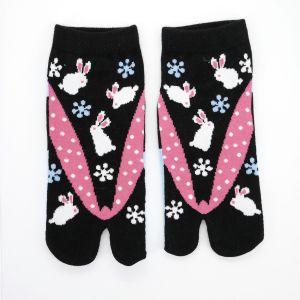japanese cotton tabi socks, ZORI-USAGI, black