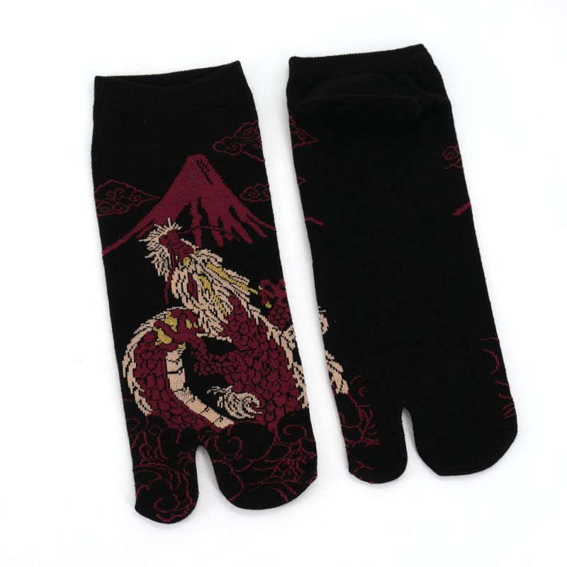 Japanese tabi socks in cotton with Japanese dragon pattern, DORAGON, color of your choice, 25 - 28cm