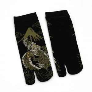 Chaussettes japonaises tabi en coton motif dragon, RYU, couleur au choix, 25 - 28cm