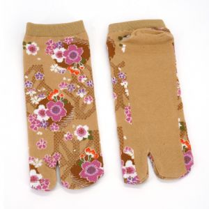 Chaussettes japonaises tabi en coton motif fleurs de cerisier, SAKURA, couleur au choix, 22 - 25cm