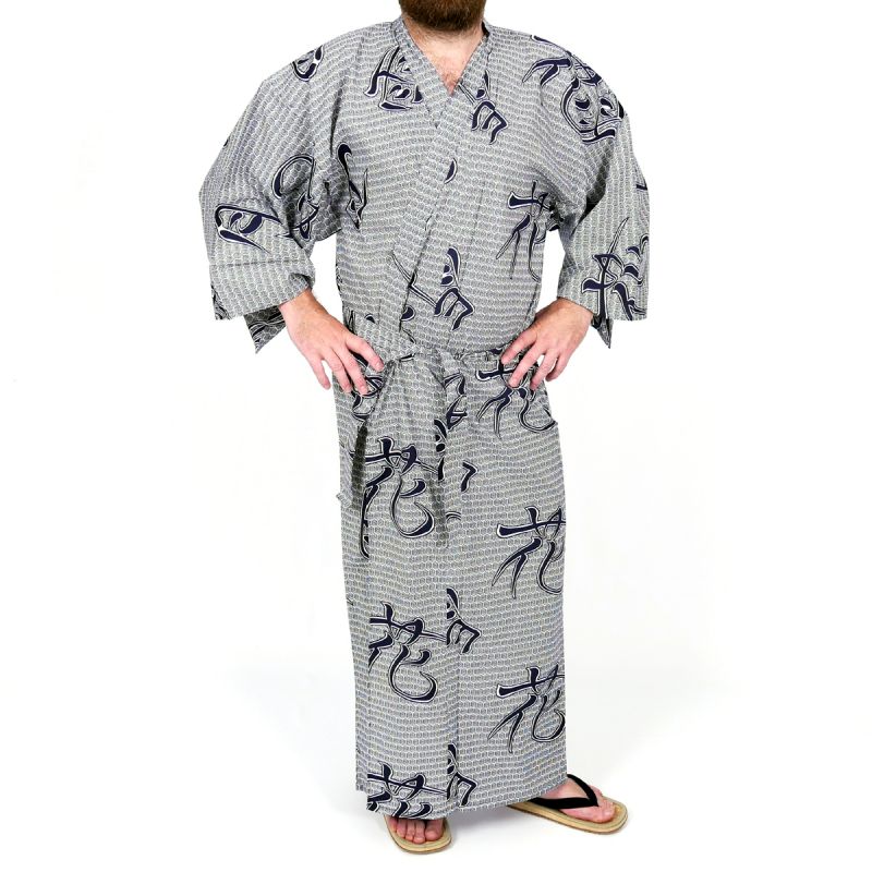 Yukata japonais bleu en coton pour homme setsugetsuka
