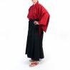 Kendogi e Hakama in cotone giapponese nero e rosso - SAMURAI SET