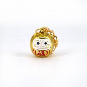 Japanese metallic bell key ring, DARUMA