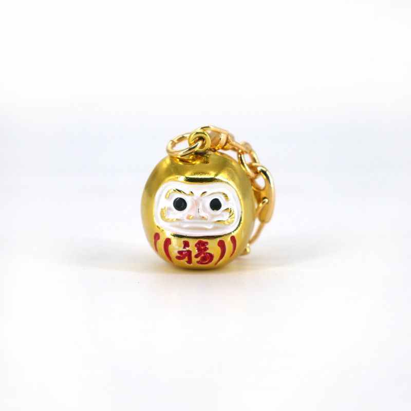 Japanese metallic bell key ring, DARUMA