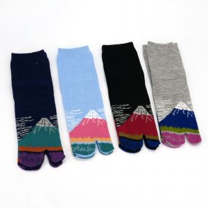 Japanese cotton tabi socks with gradient Mount Fuji pattern, FUJI, color of your choice, 22 - 25cm