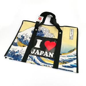 Sac écologique en polyester, Wave and I love Japan, Vague-coeur