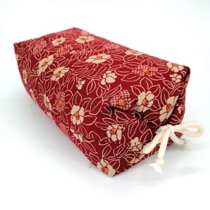 Makura cushion with removable red camelia pattern - TSUBAKI - 32cm