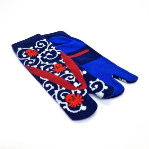 Japanese tabi socks in blue cotton, TAKO