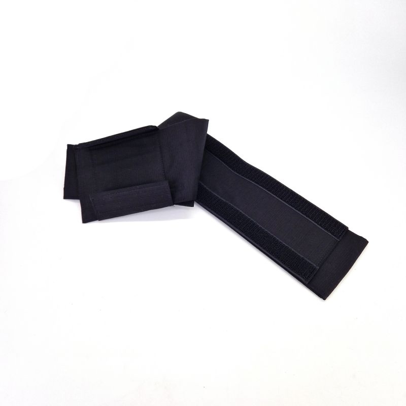 Ceinture obi traditionnelle japonaise en polyester avec Velcro , noire