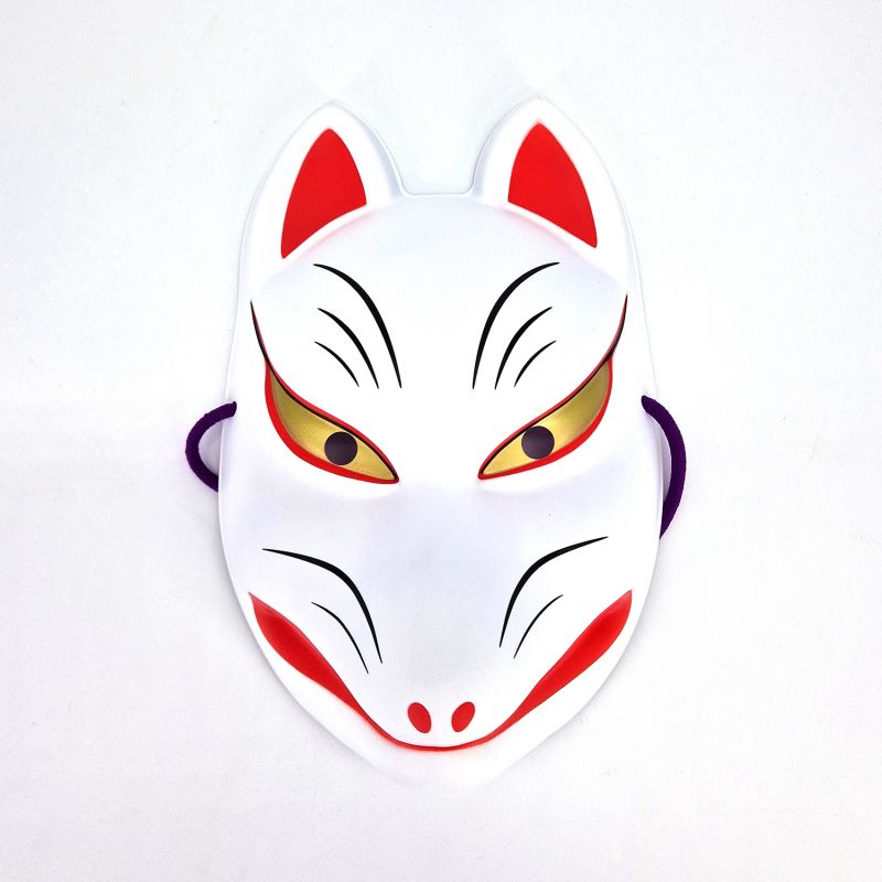 Máscara tradicional japonesa de zorro, KITSUNE, blanco