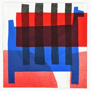 Japanisches Baumwoll-Furoshiki, MASARU SUZUKI, blau, STREIFENPFERD 100 x 100 cm