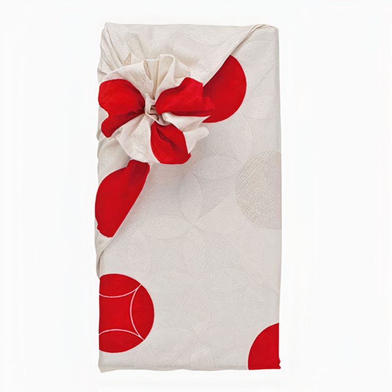 Furoshiki japonais en coton, shippo, rouge et or, 70 x 70 cm