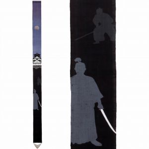 Fine Japanese tapestry in hemp, hand painted, SAMURAI