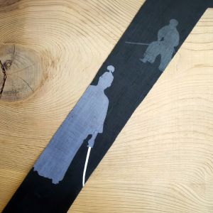 Fine Japanese tapestry in hemp, hand painted, SAMURAI