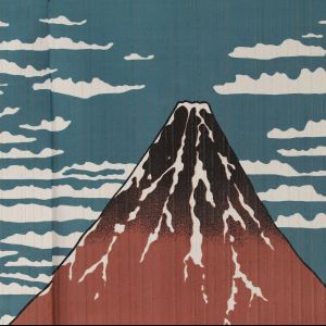 rideau noren japonais Mont Fuji - AKAFUJI - Hokusai - 