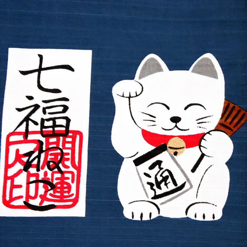 Japanese noren curtain 7 lucky cats - NEKO