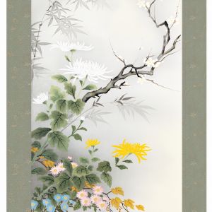 Hand Painted Japanese Kakemono Kakejiku four Seasons, SHIKI