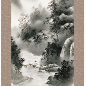 Japanischer Fluss Kakemono Kakejiku - KIRINOKAWA