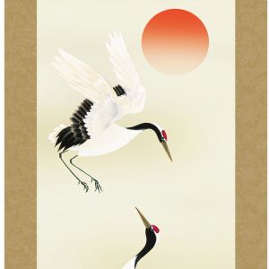 Kakemono Kakejiku Japanese couple of cranes - KAPPURU