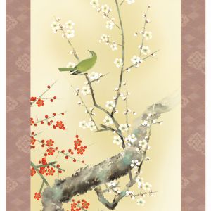 Kakémono Kakejiku Japonais oiseau sur la branche - EDA NI
