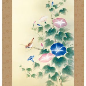 Kakemono Kakejiku pájaro japonés en las flores - HANA DE