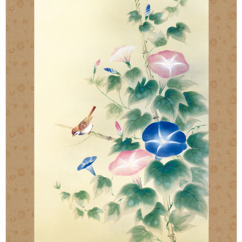 Kakémono Kakejiku Japonais oiseau dans les fleurs - HANA DE