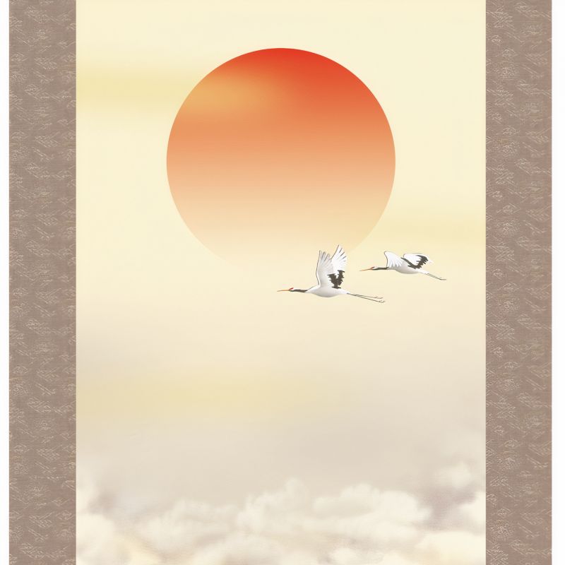 Kakemono giapponese Kakejiku, Tramonto - NICHIBOTSU