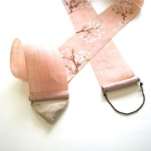 Feiner japanischer Wandteppich aus Hanf, handbemalt, SAKURA, Kirschbaum