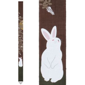 Fine Japanese tapestry in hemp, hand painted, HAGI NI USAGI