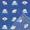 Japanese cotton handkerchief with Mont Fuji pattern, "Appreciate it" 43 x 34 cm