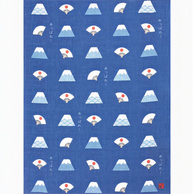 Japanisches Baumwolltaschentuch mit Mont-Fuji-Muster, „Appreciate it“, 43 x 34 cm